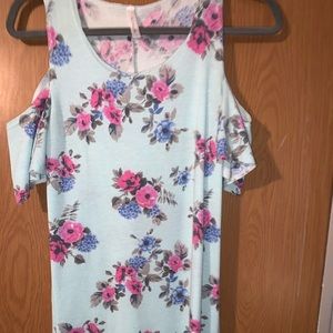 Blue floral cold shoulder